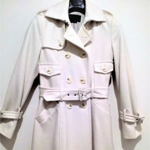 BCBGMaxAzria Double Breasted Long Coat Ivory Small